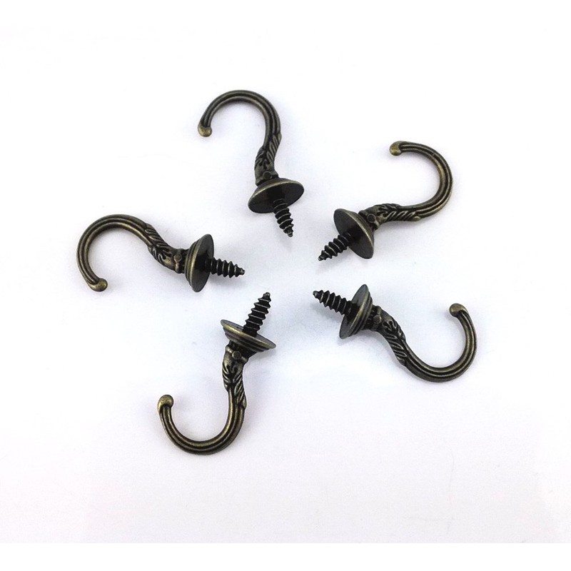 yueton 20pcs Vintage Carving Screw-in Wall Ceiling Hooks Cup Hooks