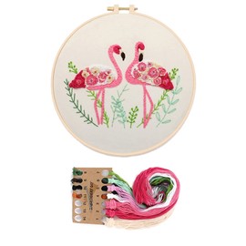 YANCAIYUNL Embroidery Kit for Beginners Flamingo Cross Stitch Embroidery Starter Kit DIY Handmade Needlework for Adults Beginner Tool Kit