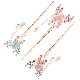 Mikinona Elegant Vintage Flower Hair Chopsticks Chinese Hair Pin Hair Stick Women Hair Stick Floral Hair Accessories for Women