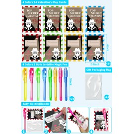 24 Pack Valentines Day Gifts for Kids 4-8 8-12 Invisible Ink Pen with Valentines Day Cards for Kids School Classroom ,Valentines Party Favors Spy Pen Magic Gifts for Class Boy Girl Exchange Prizes