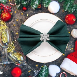 Napkin Rings- Set of 8 Snowflake Metal Napkin Holder Silver Xmas Napkin Buckle for Holiday Party Dinner Wedding Banquet Christmas Dinning Table Settings Decoration