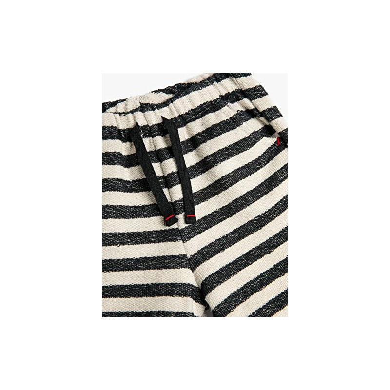 Koton Baybboys Drawstring Pockets Cotton Textured Shorts, navy stripe(01m)