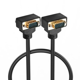 PNGKNYOCN Right Angle VGA Cable 0.5M, 270 Degree Angle VGA Male to 90 Degree Angle VGA Male 15 Pin Full HD 1080P High Resolution Video Cable (0.5M)