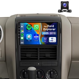 Car Stereo for Ford Explorer 2005-2010 [4G+64G] Android with Wireless CarPlay Android Auto,10.1 inch IPS Touchscreen Car Stereo Bluetooth5.0,GPS,WiFi,SWC,59UI,32EQ AI DSP+HD Backup Camera