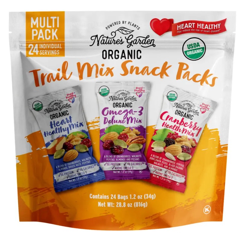 Nature's Garden Organic Trail Mix Snack Packs Multi Pack 24
