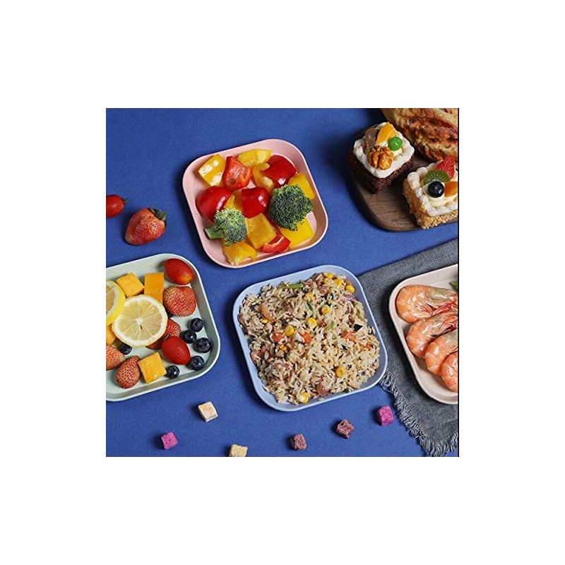 WOIWO 4PCS Wheat Straw Tableware Spit Bone Plate Household Plastic