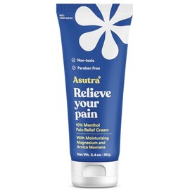 ASUTRA Relief Cream with Magnesium, 3.38 oz - Cooling Sensation, Temporary Relief from Muscle Discomfort and Soreness, Shea Butter & Almond Oil, Magnesium, 10% Menthol, and Arnica Montana