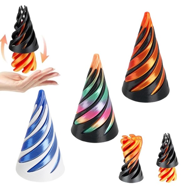 LONZIKP 3 Pieces 3D Printed Spiral Cone Fidget Toy, The