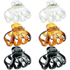 Paquete de 6 pinzas de pelo de garra grande para cabello grueso, clips de pulpo mediano, clips de garra de pelo grandes para mujeres y niñas, clips de
