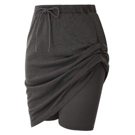 Jack Smith Women's Athletic Skort Drawstring Waist Stretchy Knitting Skirts (2XL,Deep Grey)