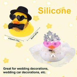 Lyreh Pair Set of 2 Wedding Rubber Ducks, Bride Groom Ducks Mini Couple Duckling for Wedding Ceremony Gift Blessing Wishes (Yellow & White)
