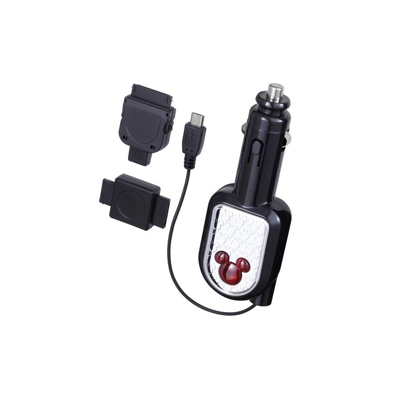 ナポレックス 車用 シガーソケットチャージャー ディズニー DCアダプター ミッキー FOMA/SoftBank au ブラック USB