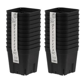 Japan Poly Pots, Prestella 90, Set of 10, 2 Pieces (20 Total) Black