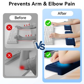 Sushret L-Shaped Desk Elbow Pad for Desk, 2-Pack Memory Foam Elbow Rest & Cushion for Table Edge Support, Non-Slip Ergonomic Armrest for Palm, Wrist & Forearm, Office Home, Separate Design,Dark Blue