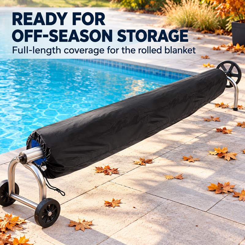 16 Ft Pool Solar Reel Protective Cover, Black Oxford Cloth