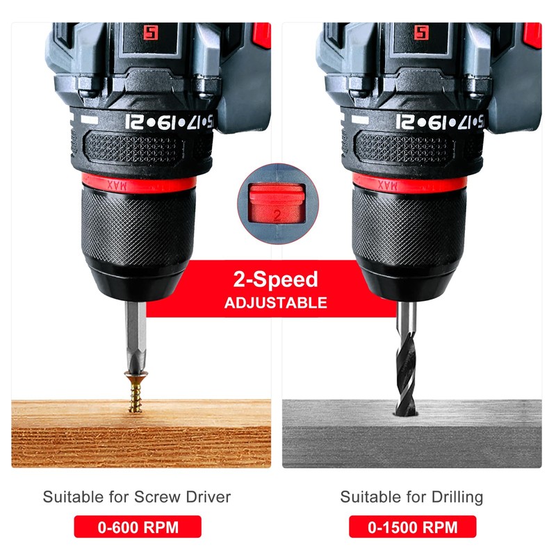 20V Cordless Brushless Power Drill Set, 443 in-lbs, 3/8-Inch Chuck