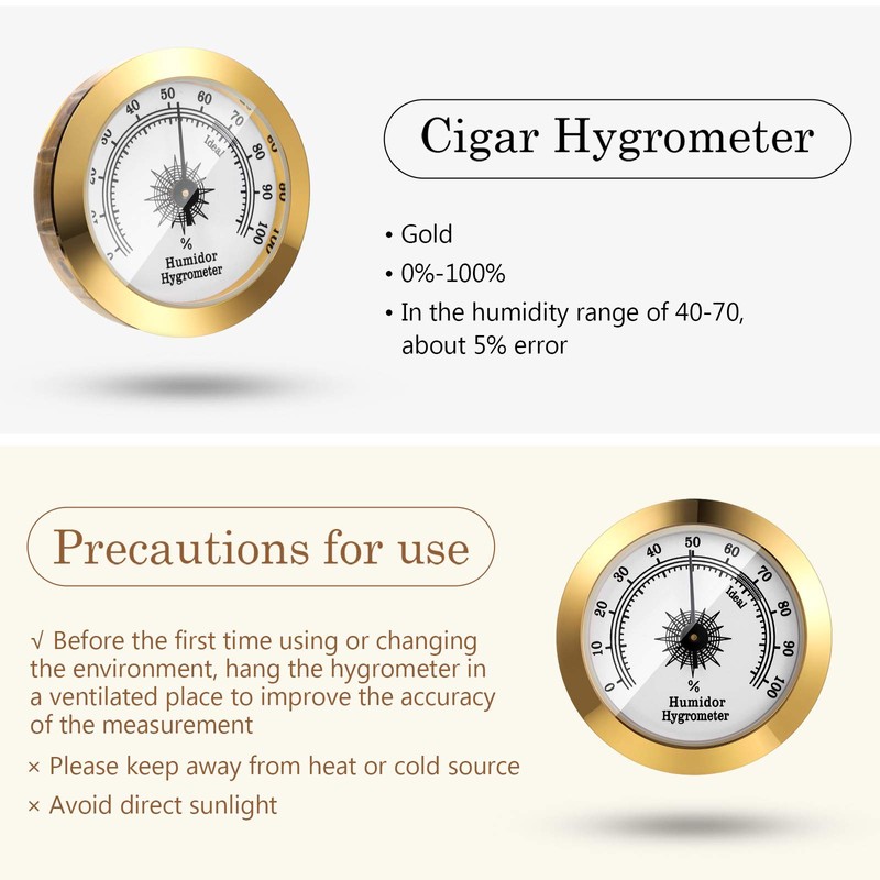 Frienda 2 Pcs Hydrometer Humidity Meter Cigar Humidor Hygrometers Round