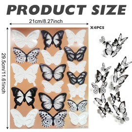 KASESSS 72 Stück 3D Schmetterling Wandaufkleber, Wandtattoo Wohnzimmer, Wanddeko Butterfly Wandsticke, Schwarz Weiß Schmetterlinge Deko, Wandtattoo Schmetterlinge für Party Kinderzimmer Heimdeko