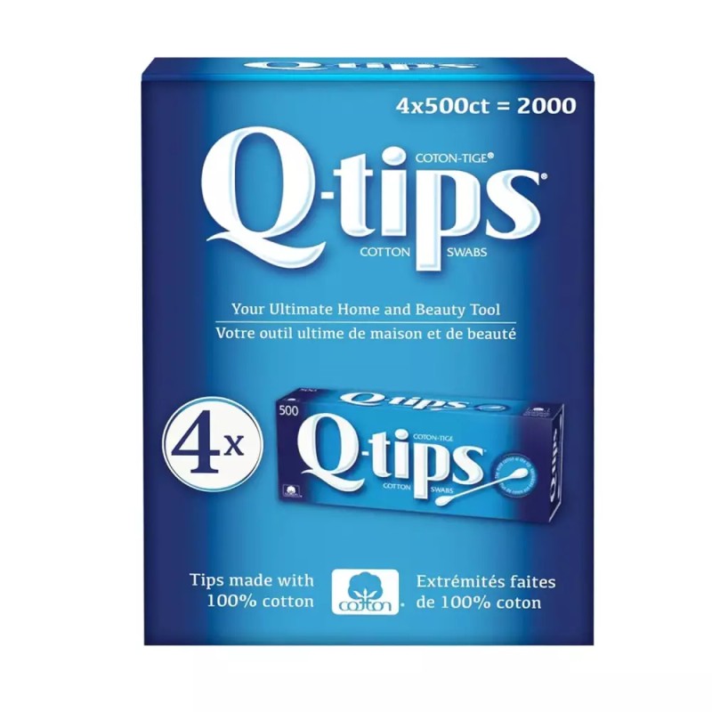 Q-Tip 큐팁 면봉 500개 4팩 Q-tips Cotton Swabs 500ea 4