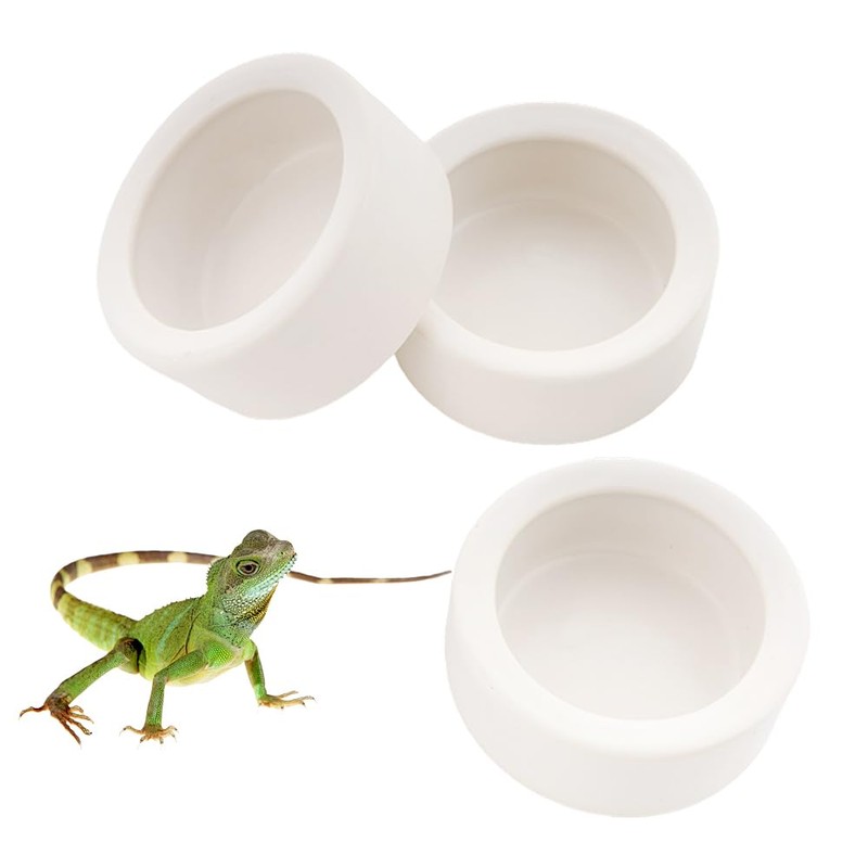 3 Pack Small Reptile Feeding Bowl Ceramic Food and Water