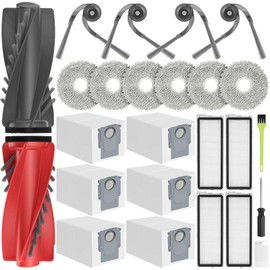RUKHOOL Replacement Accessories for Roborock Qrevo Edge/Qrevo Curv Replacement Parts for Q revo Edge Accessory Kit, 2 Main Brushes, 6 Dust Bags, 4 Filters, 4 Mop Pads 4 Arch Side Brushes