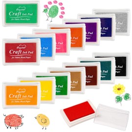 CafullCon Colourful Ink Pads, Pack of 15 DIY Ink Pads, Fingerprints, Ink Pad, Non-Toxic Washable Stamp Pad, Finger Stamp Paint, Colourful for Paper, Craft, Fabric, Painting, DIY, Birthday Gift