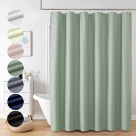 OVZME Berry Sage Green Shower Curtain - 3D Embossed Textured Shower Curtains for Bathroom, Boho Waffle Green Shower Curtains, Luxury Hotel Cloth Bath Curtain for Bathroom, 72Wx72H, Sage Green