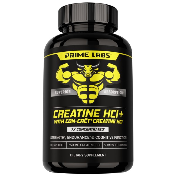 Prime Labs Creatine Monohydrate Capsules - 5g (5000mg) - Muscle
