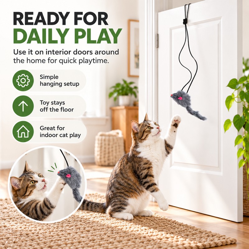 Door Hanging Cat Toy for Interactive Play – Dark Gray