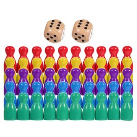 Laroal 50pcs Plastic Chess Pieces Board Game Chess Pieces With 6 Sided Game Dice Chess Game Pieces Set For Board Game Components Tabletop Markers Wooden Chess Pieces