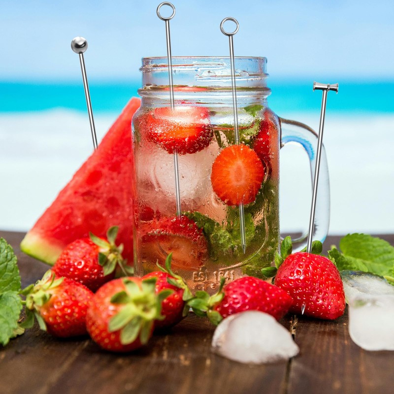 BEILUBANG 18PCS Stainless Steel Cocktail Sticks, Bartending Garnish Sticks, Food