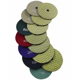 Konfor Diamond Polishing Pads 4 inch Dry/Wet 7 Piece Set for Granite Travertine Concrete Quartz Terrazzo Engineered Stone Countertops