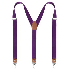 Alizeal Mens 1 Inch Suspender with Leather Joint and 3 Swivel Hooks, 034-plum Purple, 43.7"(L)*1"(W)