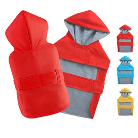 BECNBEAU Dog Raincoats for Small Dogs Puppy Raincoat Rain Jacket Poncho Lined Waterproof Rainwear Rain Suit Dog Coat Clothes Harness Hole Hooded for Small Dogs,Red,Back Length 6.7 inch