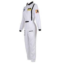 Lehauya Astronaut Costume Women Adult White Space Suit Astronaut Jumpsuit Space Onesie Adult Moon Costume X-Small