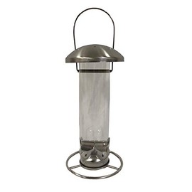 Dehner Natura Casetta Wild Bird Feeder Approx. 28 x 14 x 14 cm Stainless Steel / Plexiglass Silver