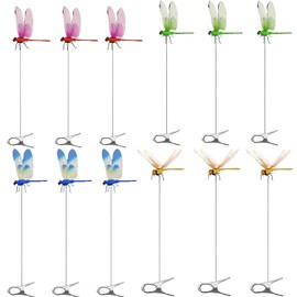 12pcs Dragonfly Clips for Bugs Repellent - 3D Dragonfly Clips to Keep Bugs Away - Driving Away Mosquitoes, Bees & Flies - Fly Scare Devices for Indoor & Outdoor - Garden Stakes Decor, Patio, Hat