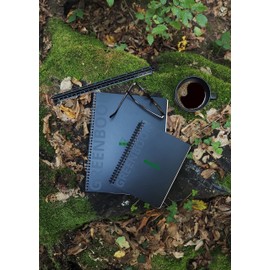 Rhodia Rhodiactive Greenbook 119914C Spiral Notebook, Ruled, DIN A4+, 22.5 x 29.7 cm, 80 Sheets Micro-Perforated, 4-Hole Punched, 100% Recycled Paper, 90, Black, Pack of 1