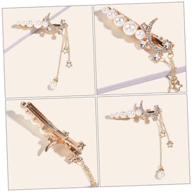 Healvian 1Pc Pearl Bobby Pins with Tassel Retro Hair Clip Moon Star Design Elegant Hair Accessories for Women for Parties and Various Hairstyles