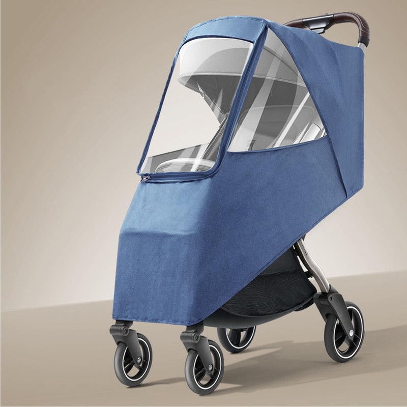 Stroller Rain Cover, Universal Stroller Protector for Outdoor (Linen Blue)