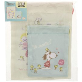 Sunstar Stationery S2313910 Snoopy Drawstring Set, Set of 2, Glitter with Mint Green