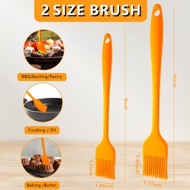 Tradyx Cooking Brush For Oil And Sauce, Food Brush for Cooking, Baking, Grilling, Oiling, or Buttering, silicone baking brush High Heat Resistant, BPA Free and Dishwasher Safe, 2 Pcs (Orange)
