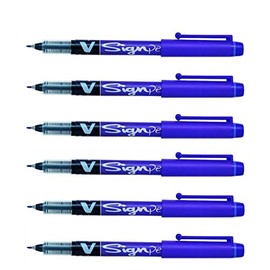 Pilot V-Sign Pen Felt Pens Pack of 6 Nylon Tip Liquid Ink Purple