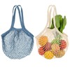 Qulkws 2 Pcs Reusable Mesh Grocery Bags, Portable Long Handle