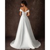 Aimevernal Off-Shoulder Satin Wedding Gown, Floor Length, White (US, Alpha,