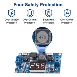 QIQIAZI Pack of 5 Step Down Converter, DC-DC Buck Converter Module, DC Converter Voltage Regulator, Buck Converter for 4-40V to 3.3-24V with 3-Digit Digital Display