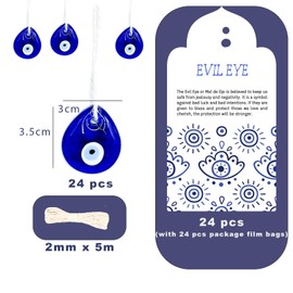 YRUKOMU 24 Sets Good Luck Charms Evil Eyes Beads Turkish Party Decor Evil Eyes for Car Hanging Protection Blessing Keychains Ornaments Greece Party Favors for Women
