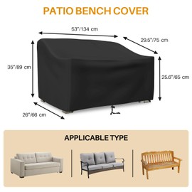 Shouken 2-Seater Heavy Duty Patio Bench Loveseat Cover with Windproof Buckle, Waterproof Outdoor Sofa Cover, Lawn Patio Furniture Covers