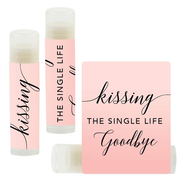 Andaz Press Blush Pink Rose Elegant Bridal Shower Engagement Party Collection, Lip Balm Chapstick Favors, Kissing The Single Life Goodbye, 12-Pack, Bridal Shower Bachelorette Party Favors Decor