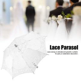 Rosvola Lace Parasol Umbrella, Mini Lace Umbrella Wedding Bridal Parasol Umbrella Party Decor Dancing Photography Prop, Toddler Umbrellas for Girls(#1-White)